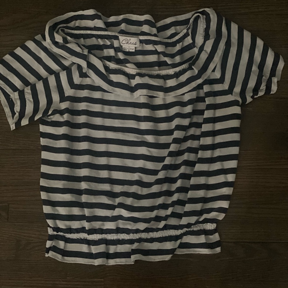 Chic Navy and White Short Sleeve Summer Top